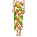 White Summer Pineapple Pattern Print Side Slit Maxi Skirt