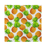 White Summer Pineapple Pattern Print Silk Bandana