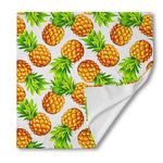 White Summer Pineapple Pattern Print Silk Bandana
