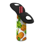 White Summer Pineapple Pattern Print Single Neoprene Wine Tote