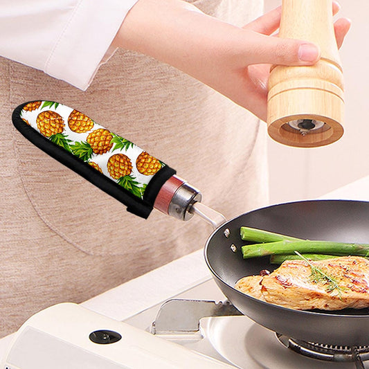 White Summer Pineapple Pattern Print Skillet Handle Cover