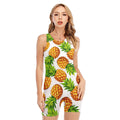 White Summer Pineapple Pattern Print Sleeveless One Piece Swimsuit