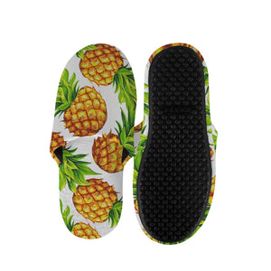 White Summer Pineapple Pattern Print Slippers