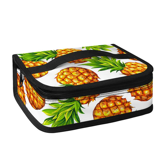 White Summer Pineapple Pattern Print Small Lunch Bag