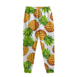 White Summer Pineapple Pattern Print Sweatpants