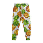 White Summer Pineapple Pattern Print Sweatpants