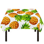 White Summer Pineapple Pattern Print Tablecloth