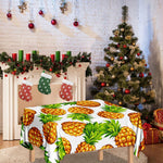 White Summer Pineapple Pattern Print Tablecloth