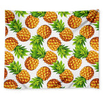 White Summer Pineapple Pattern Print Tapestry