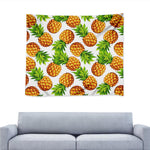 White Summer Pineapple Pattern Print Tapestry