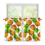 White Summer Pineapple Pattern Print Tier Curtains