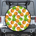 White Summer Pineapple Pattern Print Tire Cover