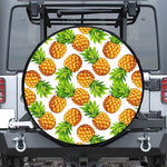 White Summer Pineapple Pattern Print Tire Cover