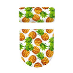 White Summer Pineapple Pattern Print Toilet Lid And Tank Cover Set
