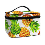 White Summer Pineapple Pattern Print Travel Makeup Bag