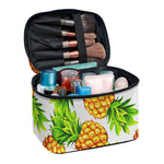 White Summer Pineapple Pattern Print Travel Makeup Bag