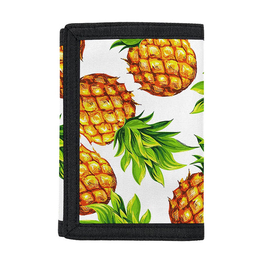 White Summer Pineapple Pattern Print Trifold Wallet