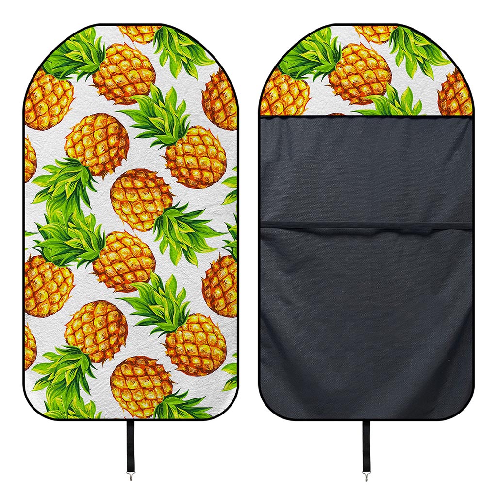 White Summer Pineapple Pattern Print Waterproof Car Seat Cover