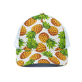 White Summer Pineapple Pattern Print White Mesh Trucker Hat