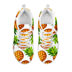 White Summer Pineapple Pattern Print White Running Shoes