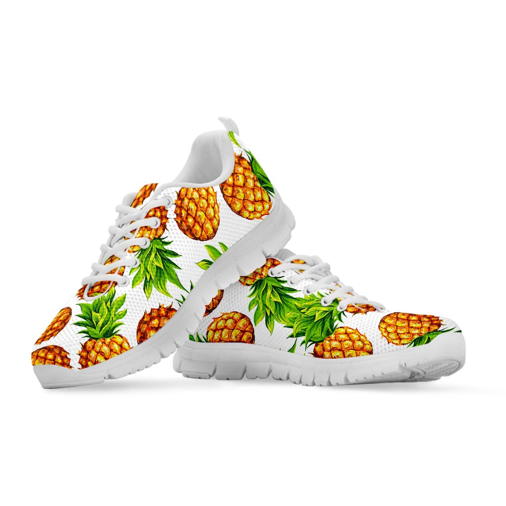 White Summer Pineapple Pattern Print White Running Shoes