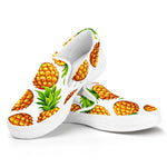 White Summer Pineapple Pattern Print White Slip On Sneakers