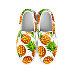 White Summer Pineapple Pattern Print White Slip On Sneakers