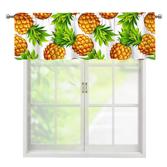 White Summer Pineapple Pattern Print Window Valance