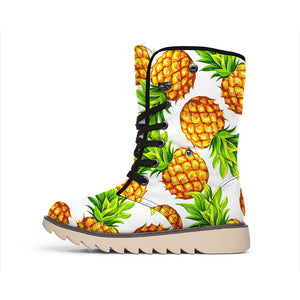 White Summer Pineapple Pattern Print Winter Boots