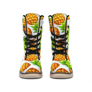 White Summer Pineapple Pattern Print Winter Boots