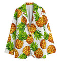 White Summer Pineapple Pattern Print Women's Blazer