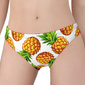 White Summer Pineapple Pattern Print Women's Panties