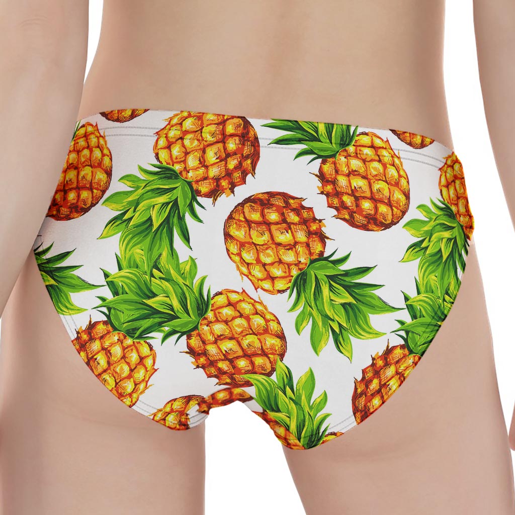 White Summer Pineapple Pattern Print Women's Panties