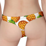 White Summer Pineapple Pattern Print Women's Thong