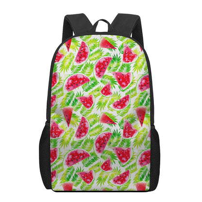 White Summer Watermelon Pattern Print 17 Inch Backpack