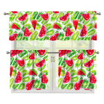 White Summer Watermelon Pattern Print 3 Piece Kitchen Curtains