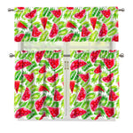 White Summer Watermelon Pattern Print 3 Piece Kitchen Curtains