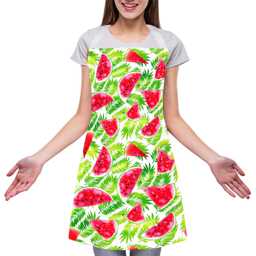 White Summer Watermelon Pattern Print Adjustable Apron