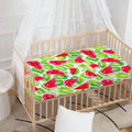 White Summer Watermelon Pattern Print Baby Crib Sheet