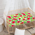 White Summer Watermelon Pattern Print Baby Crib Sheet
