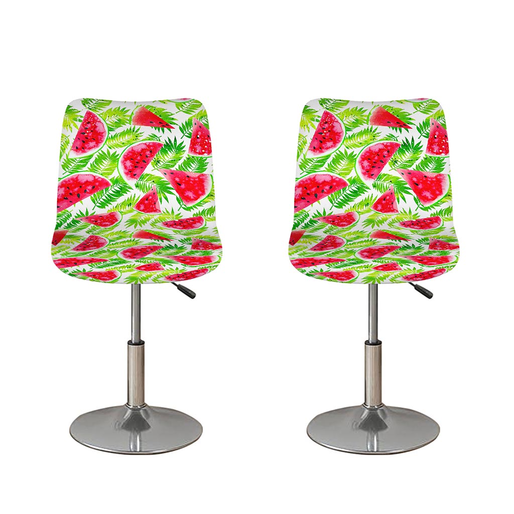 White Summer Watermelon Pattern Print Bar Stool Covers