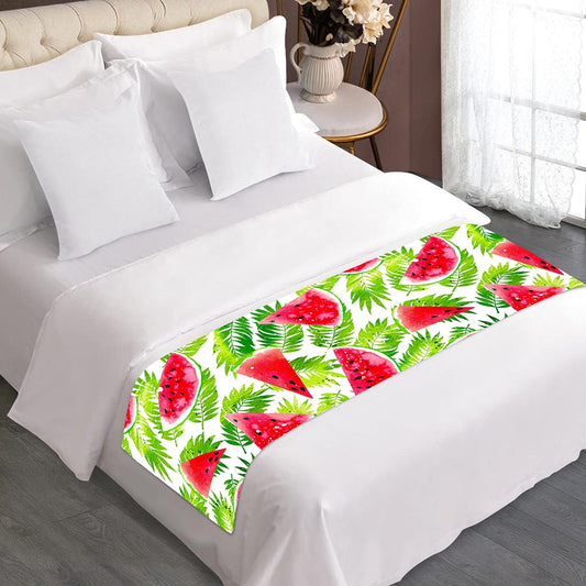 White Summer Watermelon Pattern Print Bed Runner