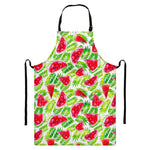 White Summer Watermelon Pattern Print Bib Apron With Pocket