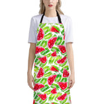 White Summer Watermelon Pattern Print Bib Apron With Pocket