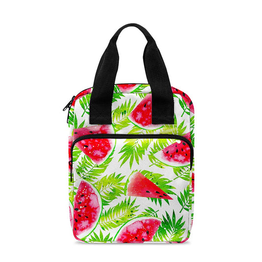 White Summer Watermelon Pattern Print Bible Tote Bag