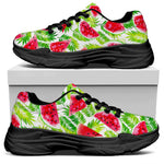 White Summer Watermelon Pattern Print Black Chunky Shoes