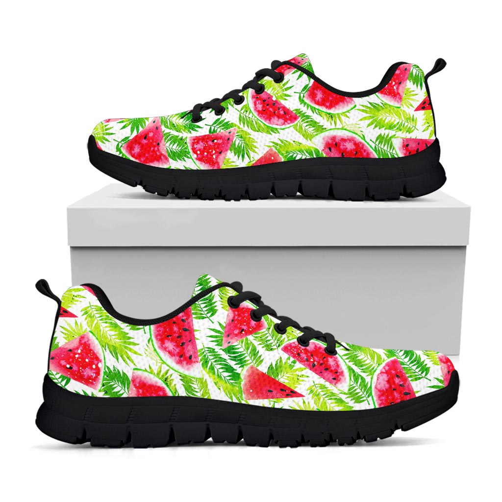 White Summer Watermelon Pattern Print Black Running Shoes