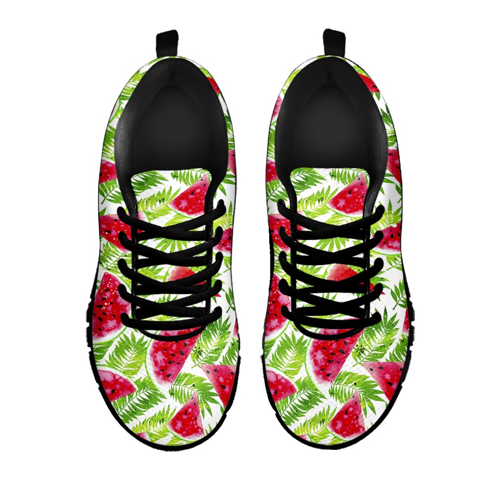 White Summer Watermelon Pattern Print Black Running Shoes