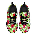 White Summer Watermelon Pattern Print Black Running Shoes