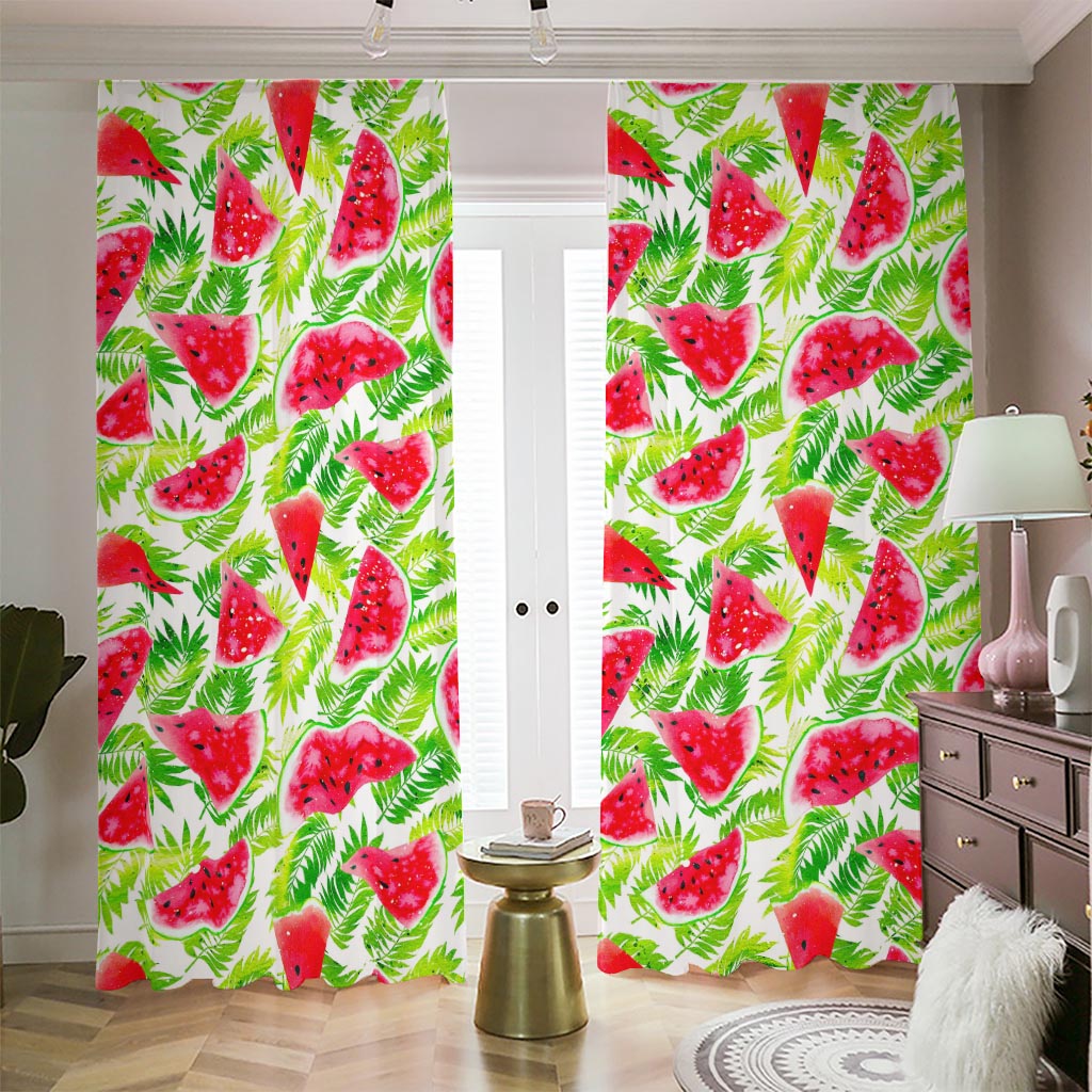 White Summer Watermelon Pattern Print Blackout Pencil Pleat Curtains